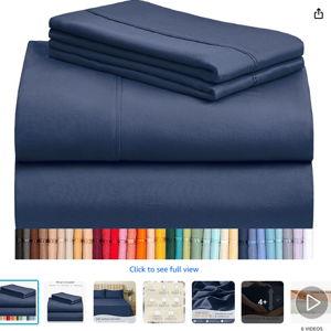 LuxClub 4 PC King Sheet Set, Breathable Luxury Bed Sheets, Deep Pockets Wrinkle Free Cooling Bed Sheets Machine Washable Hotel Bedding Silky Soft - Navy King