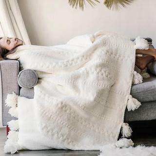 Braided Pom Pom Throw