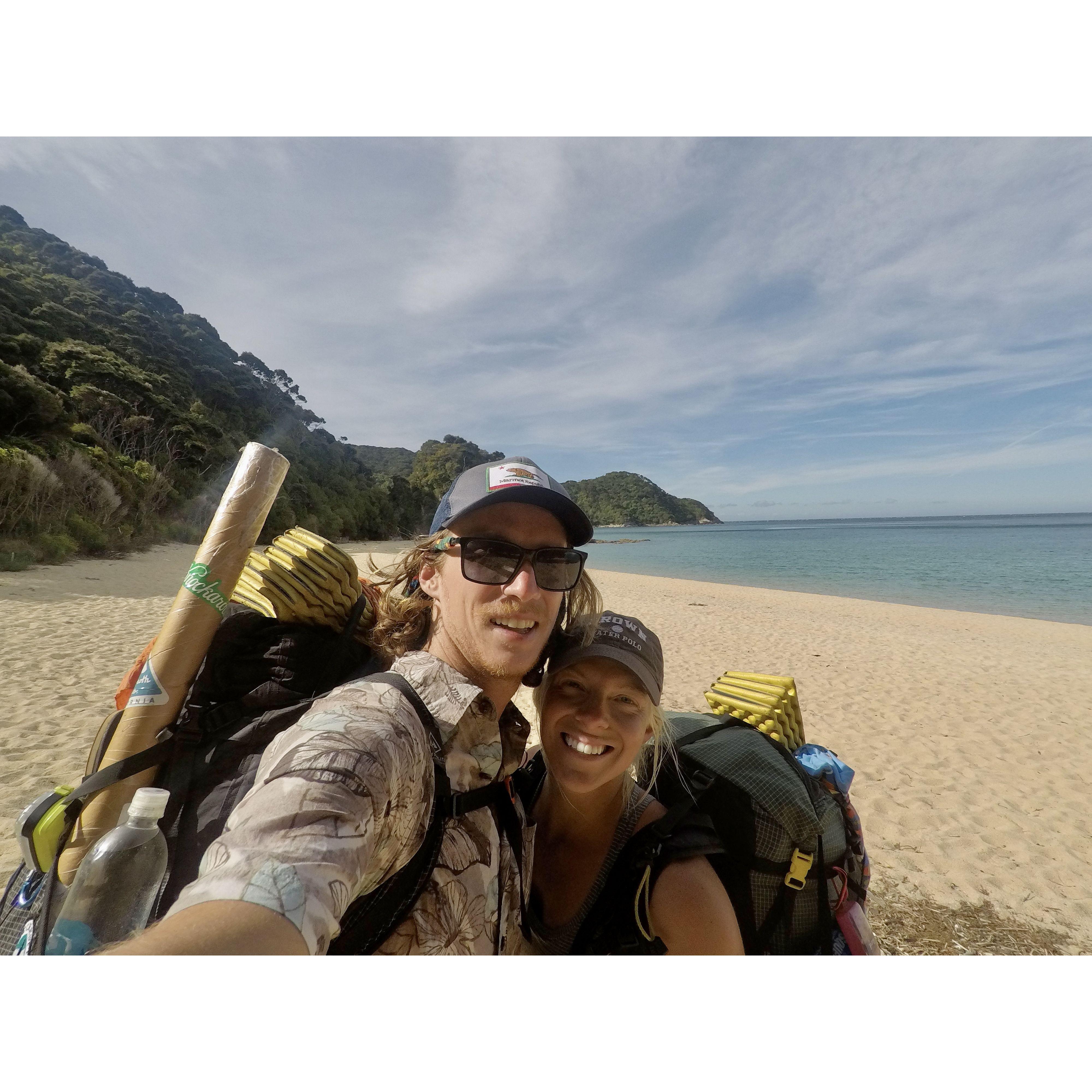 On our month-long backpacking/hitch hiking/van life trip in New Zealand, hiking the Abel Tasman trail (and dodging sand flies)