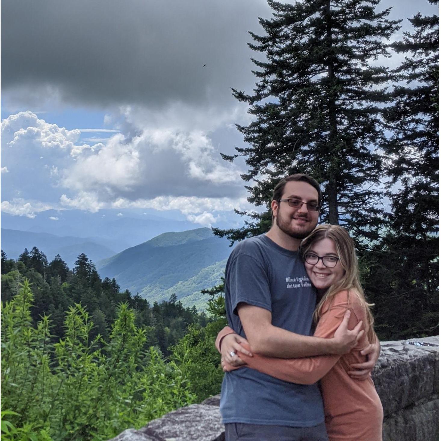 This was taken on our first family trip together to North Carolina. The view behind us was at Smoky Mountain National Park.