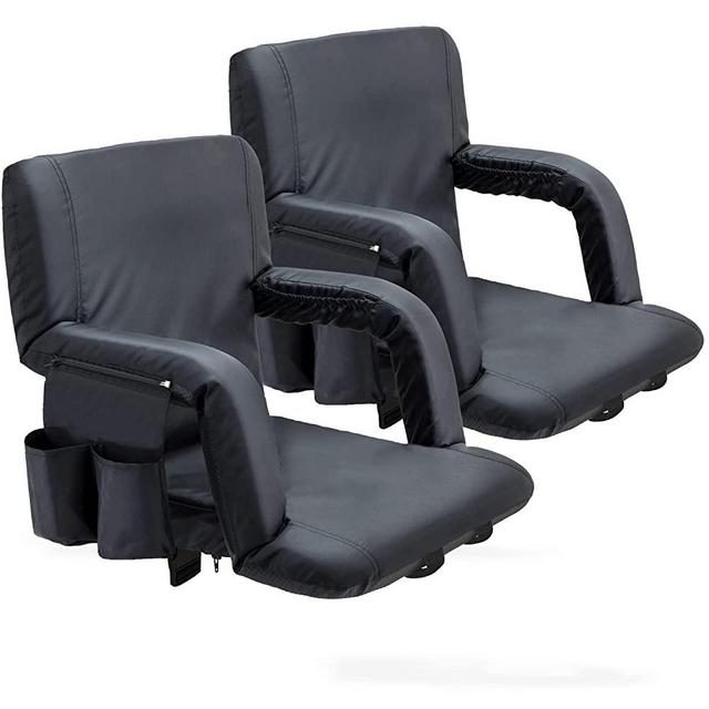 Sportneer Stadium Seats for Bleachers Stadium Seat Bleacher Chairs Portable with Back Supports Thick Padded Cushion Armrests Reclining 2 Pack