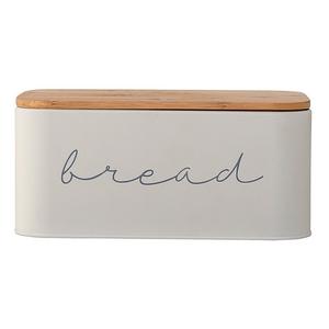 Bloomingville A97306650 Metal Bread Bin With Bamboo Lid 11.75"L x 5.25"W x 7"H Grey