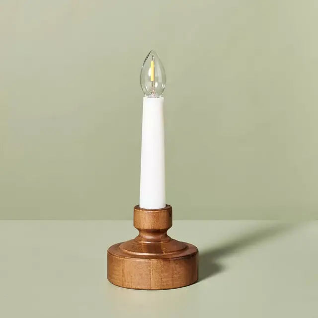 Flameless Christmas Window Candle with Timer Wood - Hearth & Hand™ with Magnolia
