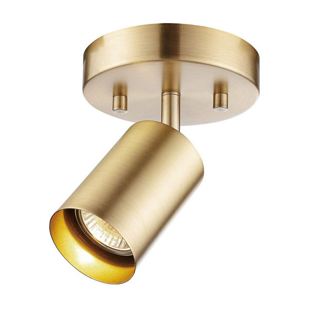 Globe Electric 59765 Pratt 1-Light Track Lighting Spotlight, Matte Brass, Gold
