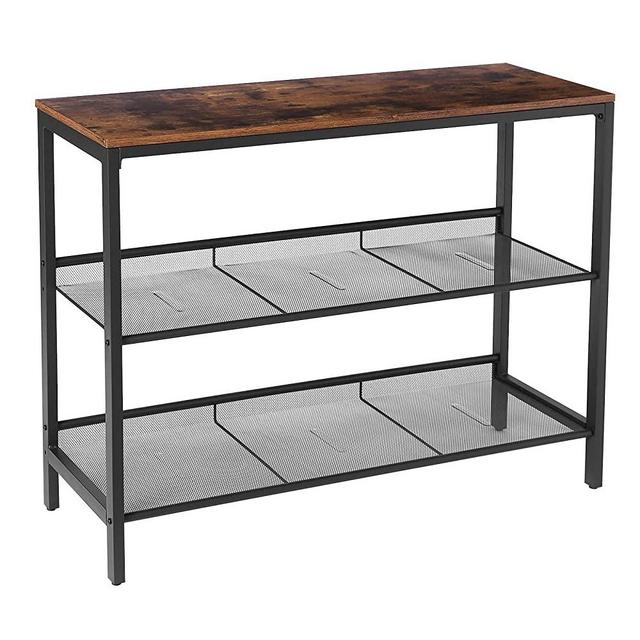 HOOBRO Console Table, Sofa Table with 2 Flat or Slant Adjustable Mesh Shelves, Hallway Table and Sideboard in Entryway, Living Room Corridor, Easy Assembly, Industrial, Rustic Brown and Black BF01XG01