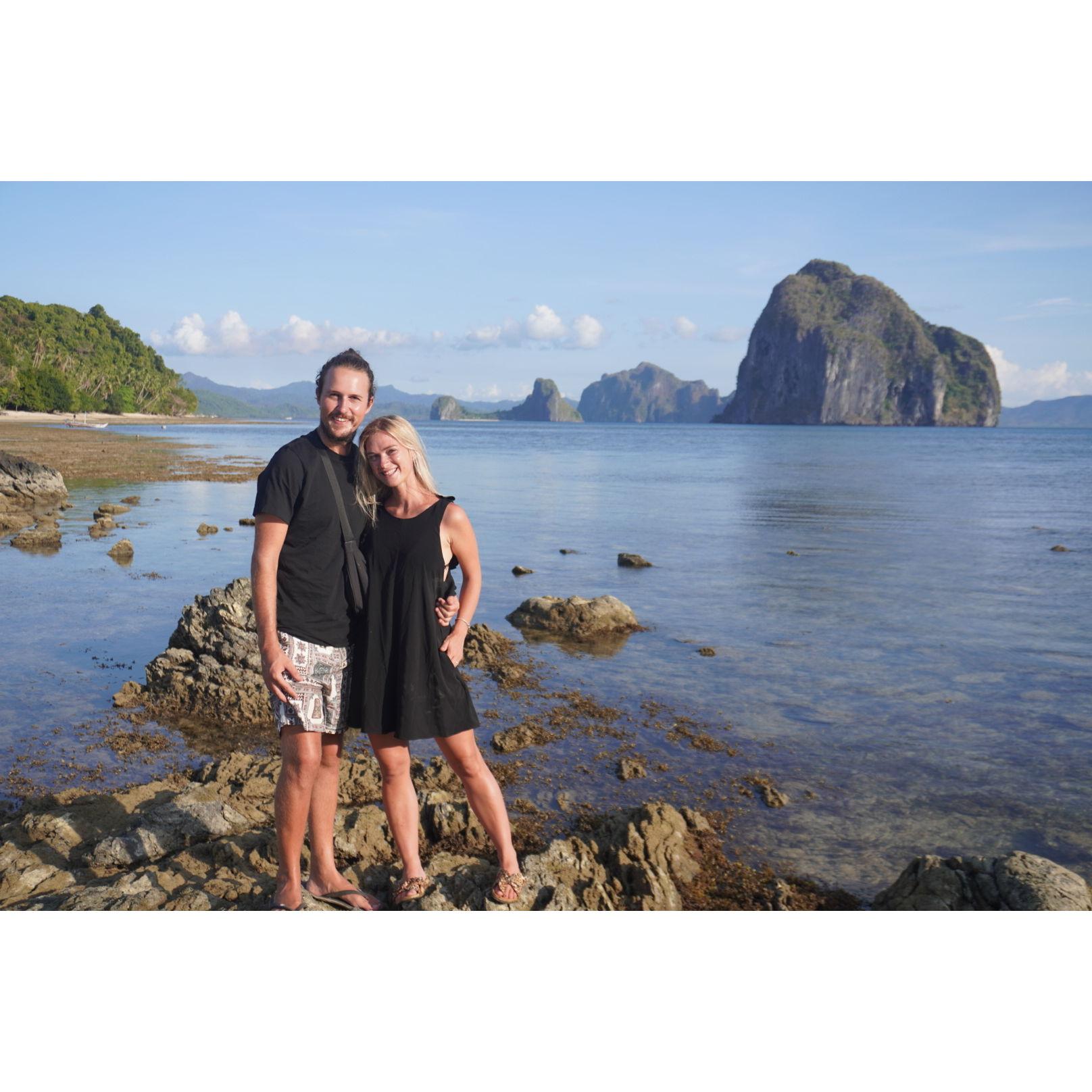 "Just the two of us, creating memories in foreign lands..." Post zip lining from one island to another in El Nido, Philippines