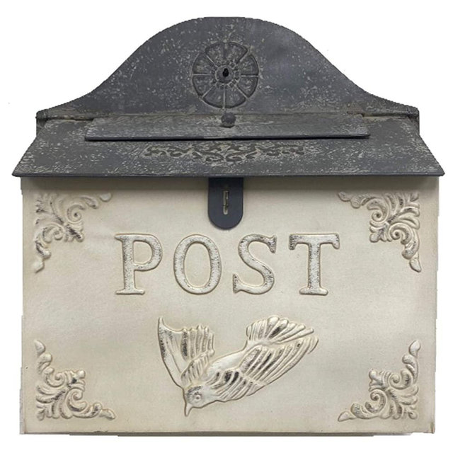 The Nifty Nook I Vintage Style Post Box I Nostalgic Charm Home Decor I Farmhouse Design I 15.9" Height x 11" Wide (White Horizontal)