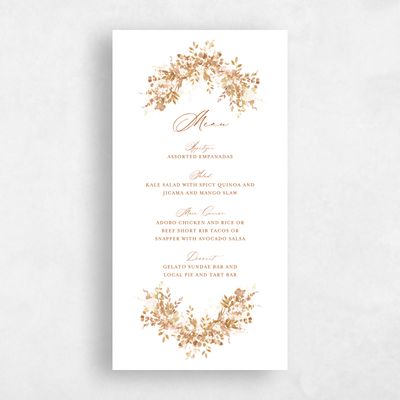 Dark Rust, Orange Wedding Menu - Blosser