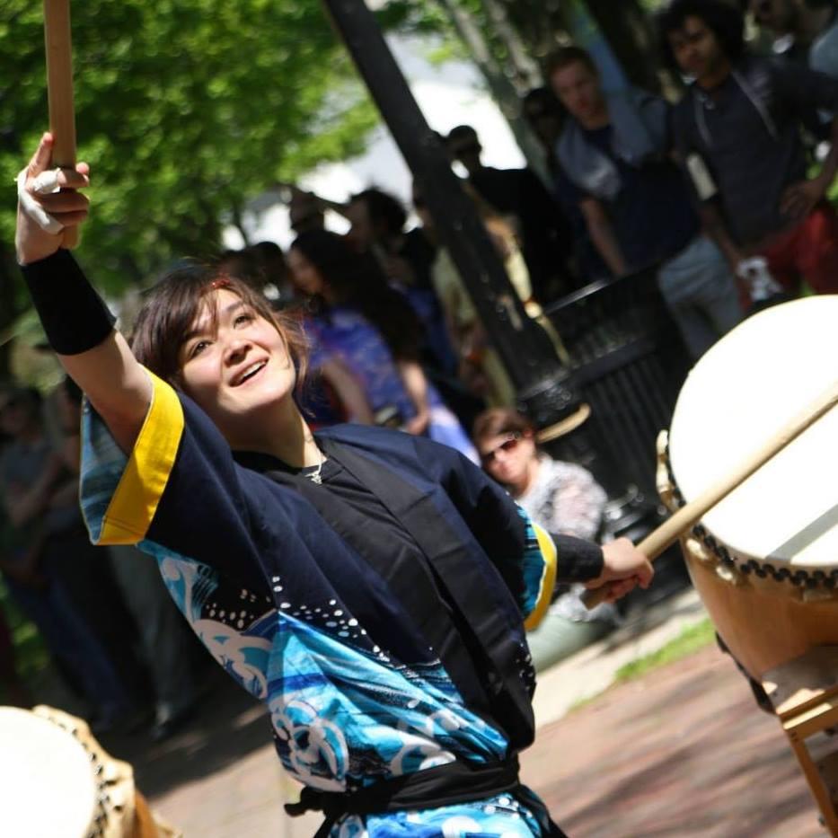 Leah at Oberlin College playing taiko ~ May 2016