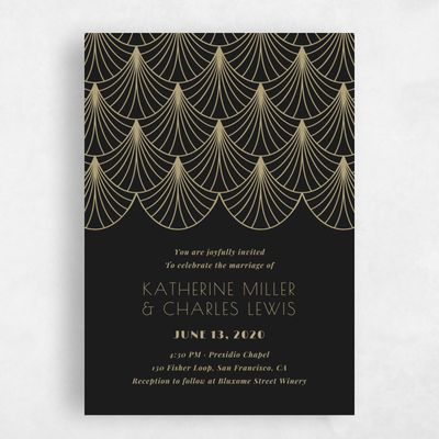 Black Wedding Invitation - Baker Fan