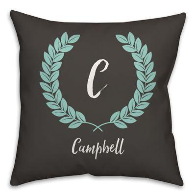 Wreath 16-Inch Square Throw Pillow in Mint/Brown