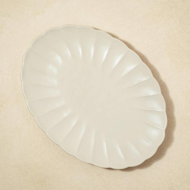 15" x 11" Stoneware Scalloped Serving Platter White - Opalhouse™ designed with Jungalow™