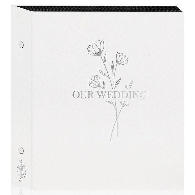 Lanpn Wedding Photo Album 6x4 600 Pocket Photos Slip in, Linen Cover Large Capacity Newlywed Marriage Album Hold 600 Horizontal Vertical Photos (Flower, White)