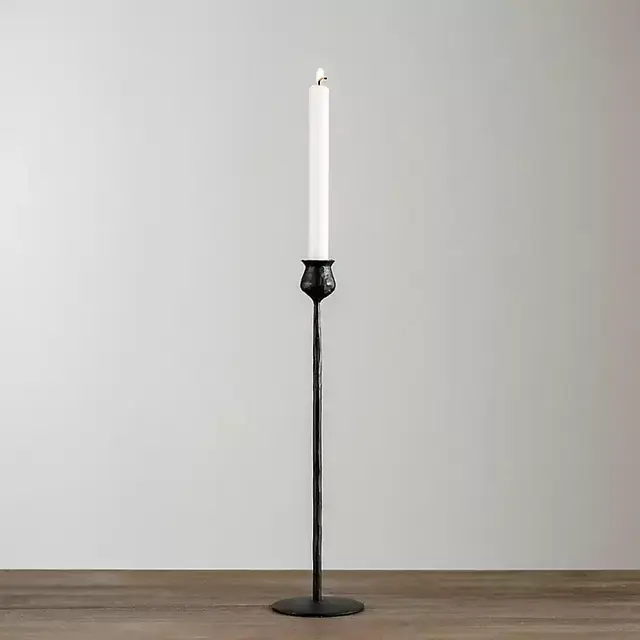 Black Textured Taper Candle Holder, 16 in.