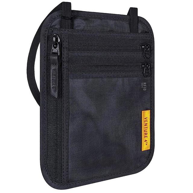 VENTURE 4TH RFID Blocking Travel Neck Wallet for Men & Women - Slim Minimalist Design Security Neck Pouch - Ideal Passport Holder to Keep Your Cash, Credit Cards, and Phone Safe When Traveling