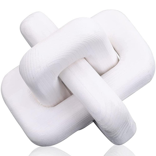 Wooden Knot Decoration Bohemian Decoration Hand-Carved Knot Autumn Winter White Home Decor Suitable for Coffee Table Bedroom Living Room Farmhouse Dining Table Minimalist Decoration（White）