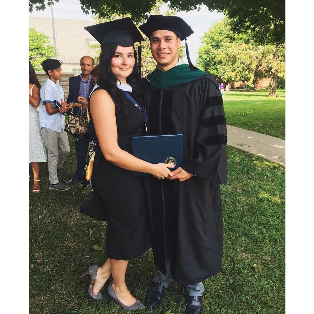Jeff graduating with his doctorate and Christiana graduating with her masters.