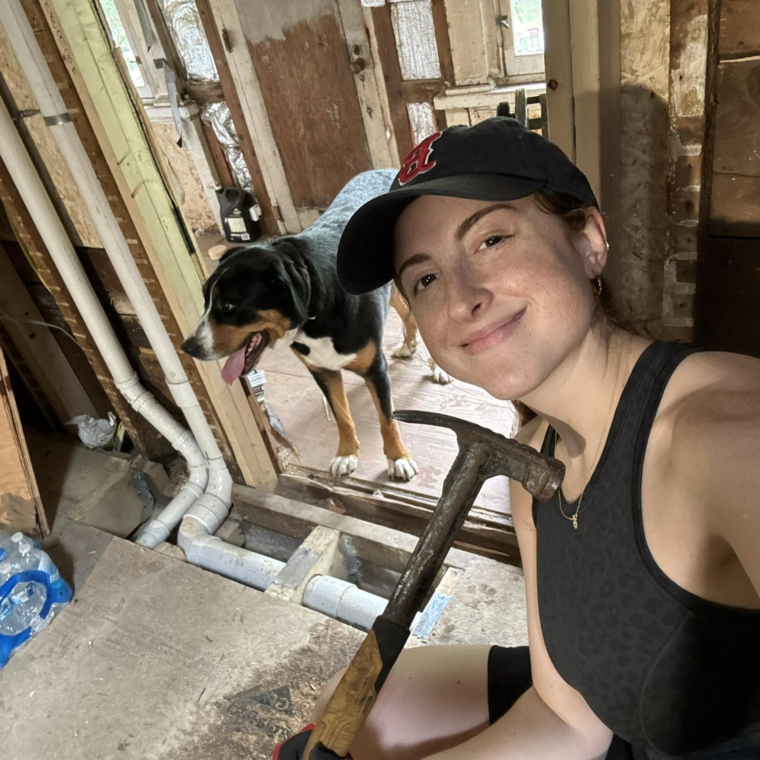 Emily and Dakota hard at work during our home build. 2024