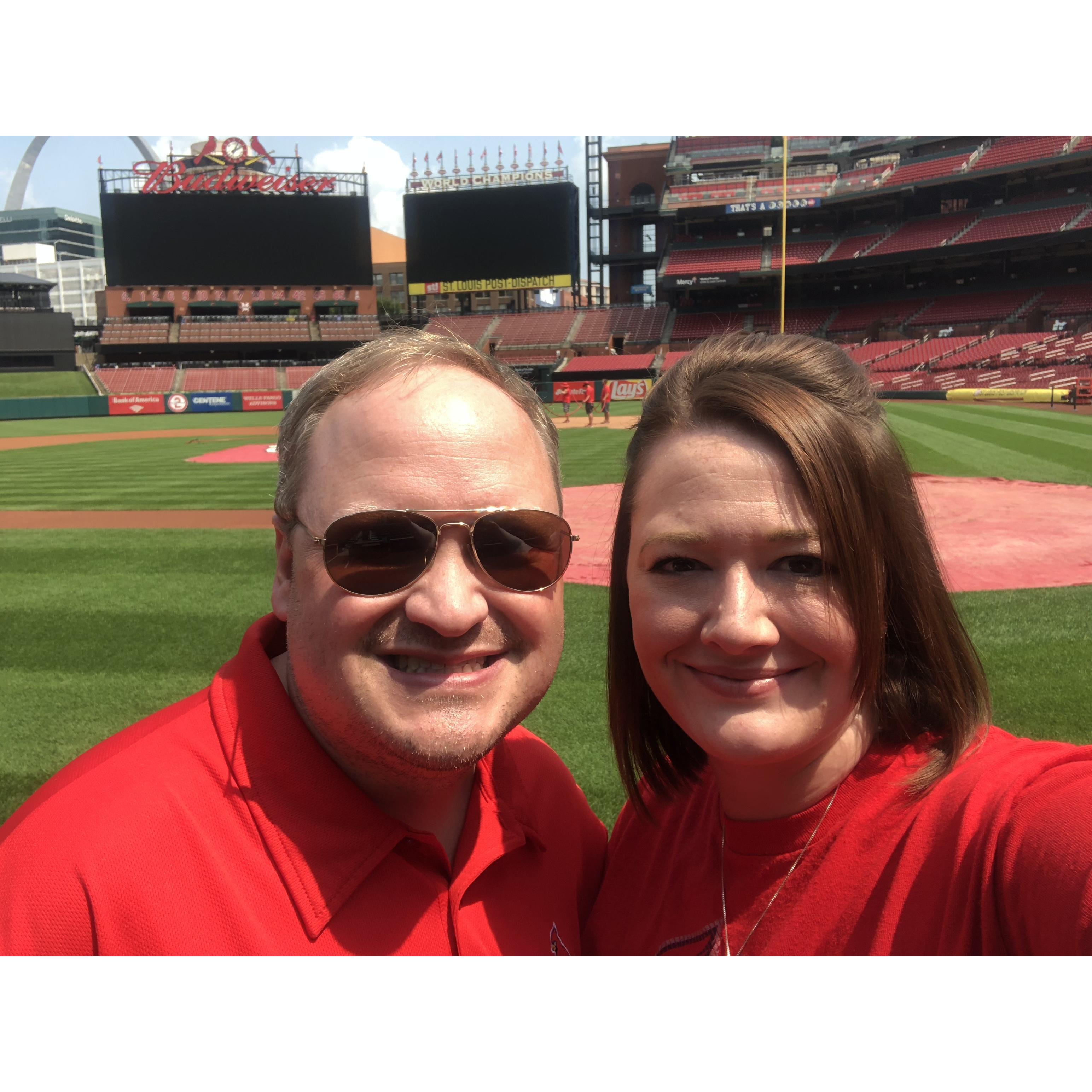 Celebrating Matt’s birthday at Cardinal’s Stadium.
