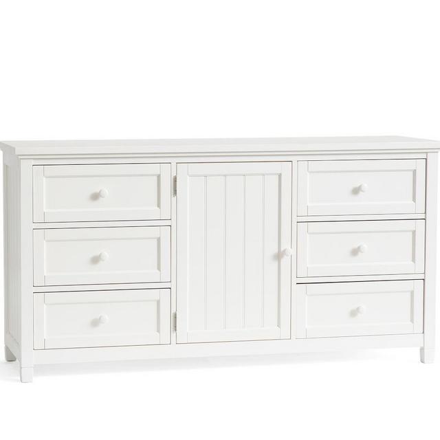 Beadboard 6-Drawer Wide Dresser, Simply White