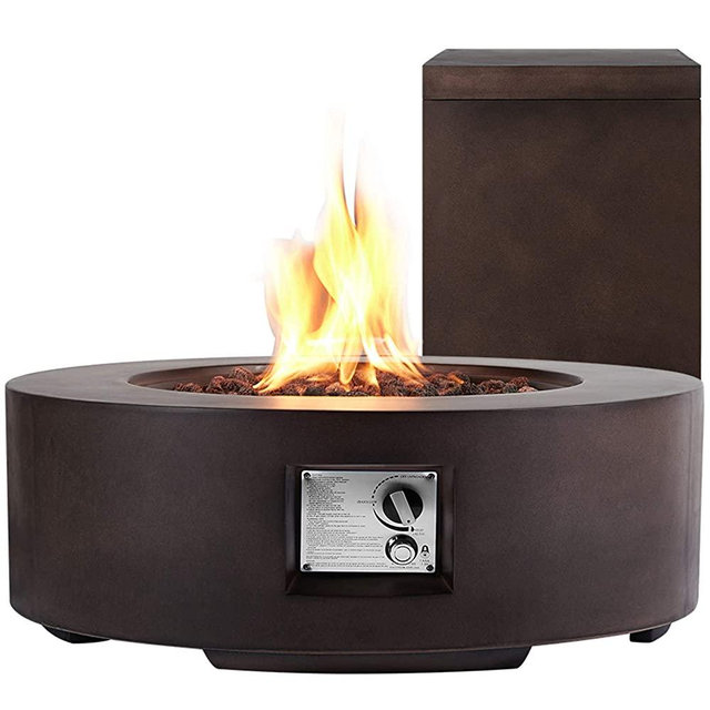 ECOTOUGE 30 in Outdoor Propane Fire Pit Gas Table 50,000 BTU Auto-Ignition Gas Fire Pit and Tank Holder w/ Weather-Resistant Pit Cover, Lava Rocks