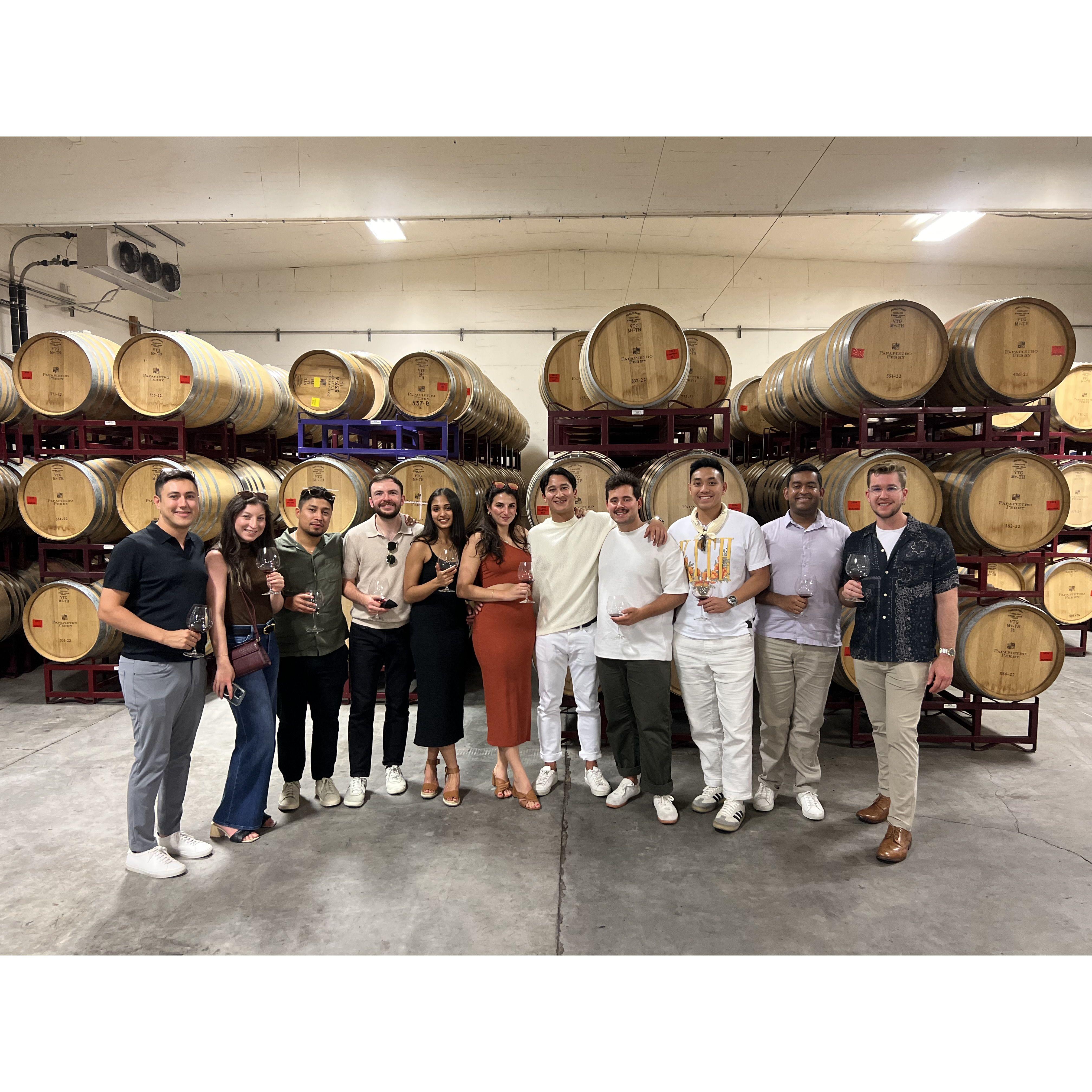 Enjoying Papapietro wine with friends