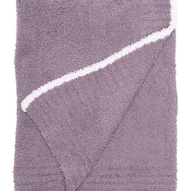 Barefoot Dreams CozyChic Rib Trim Throw - 60" x 45" (Lavender / White)