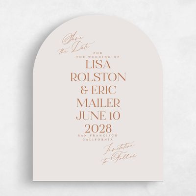 Beige Arch Wedding Save the Date - Menton Portrait