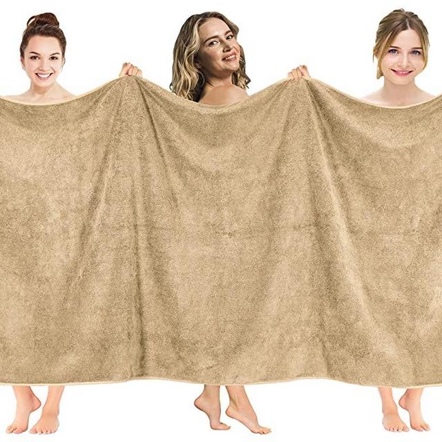 American Soft Linen 40x80 Inches Premium, Soft & Luxury 100% Ringspun Genuine Cotton 650 GSM Extra Large Jumbo Turkish Bath Towel for Maximum Softness & Absorbent [Worth $64.99] Sand Taupe