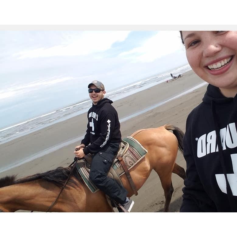 Horseback riding at Ocean Shores - Our first vacation together!