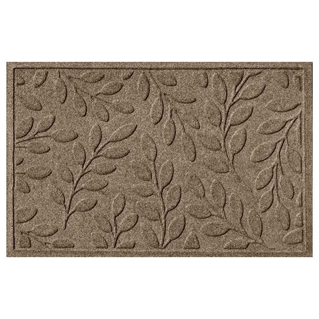 Bungalow Flooring Waterhog Door Mat, 2' x 3' Made in USA, Durable and Decorative Floor Covering, Skid Resistant, Indoor/Outdoor, Water-Trapping, Brittney Leaf Design, Camel