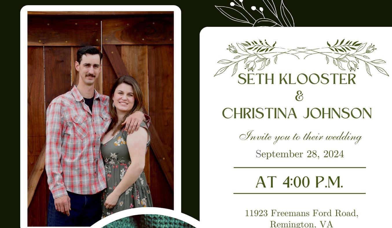 The Wedding Website of Christina Johnson and Seth Klooster