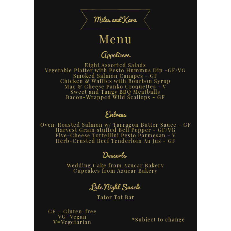 Wedding Menu