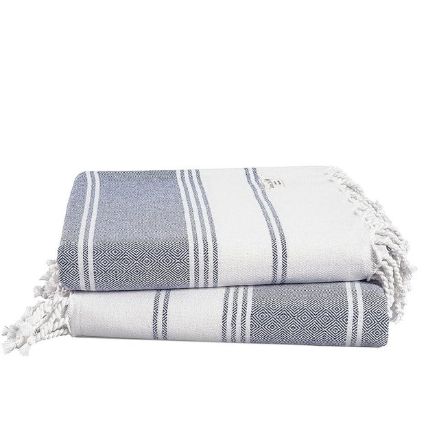 LANE LINEN Beach Towel 2 Pack - 100% Cotton Beach Towels Oversized, Pre-Washed Large Beach Towels, Sandless Beach Towel, Quick Dry Travel Towel, Large Pool Towels, 39"x71" - Navy Blazer