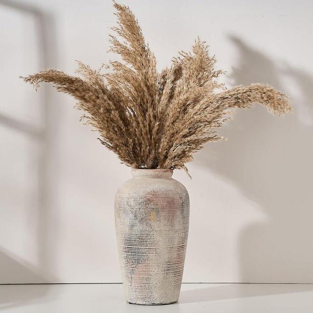 Vaseking Large Ceramic Rustic Vase, 11 inch Minimalist Decorative Vase, Farmhouse Tall Vase for Home Decor, Living Room, Shelf Decor, Enterway, Table Decoration, Gray