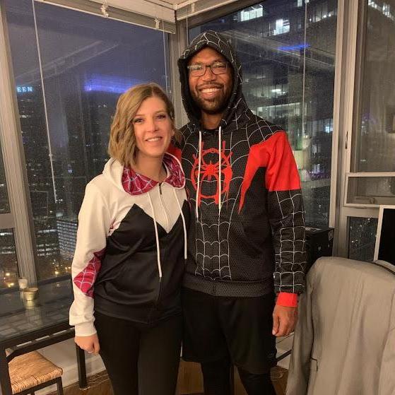 Our first Halloween together as Miles Morales & Gwen Stacy