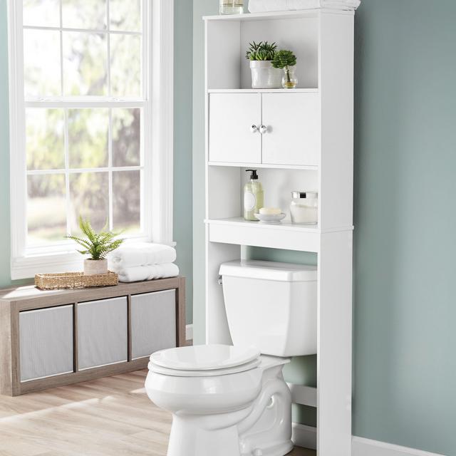 Mainstays Bathroom Storage over the Toilet Space Saver with Three Fixed Shelves, White