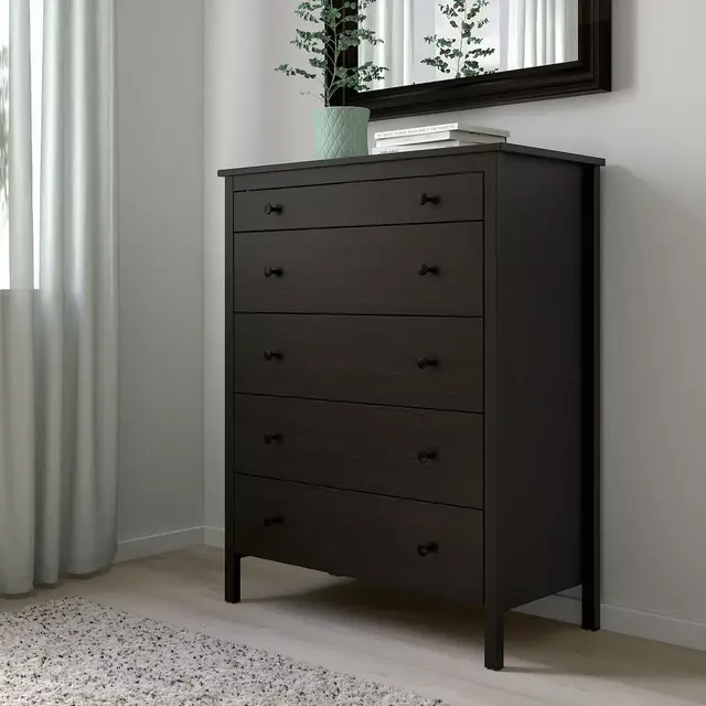 KOPPANG 5-drawer chest, black-brown, 35 3/8x44 7/8 "