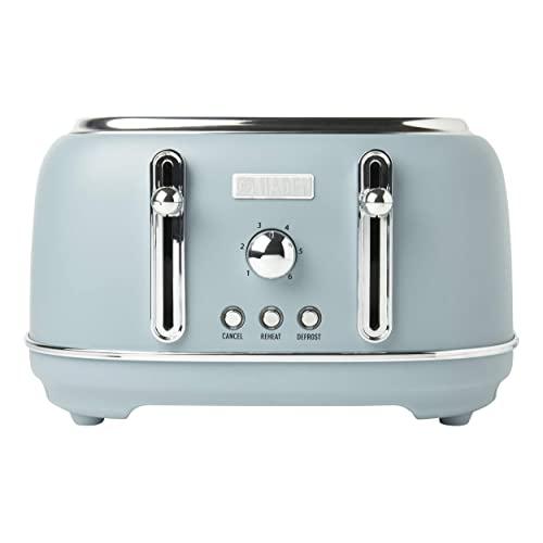 Haden HIGHCLERE 4-Slice, Wide Slot Vintage Toaster with Settings in Pool Blue
