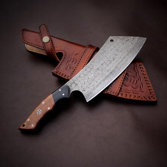 Handmade Damascus Steel Cleaver Chopper Knife Rain Drop Pattern 12 Inches VK0199