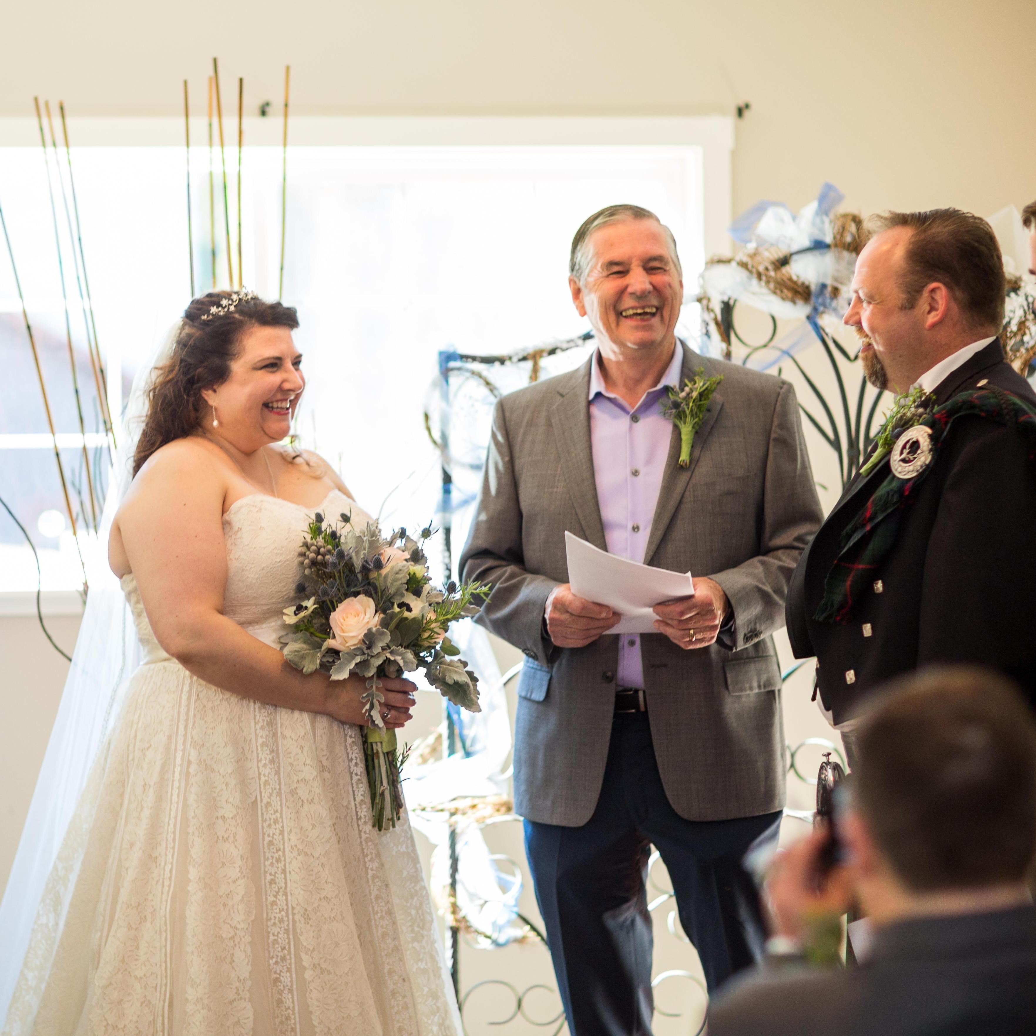One of the many laughs during our ceremony!