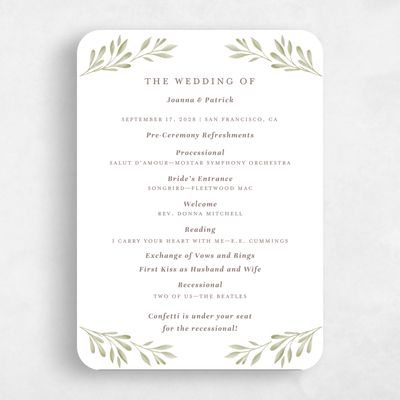 White Rounded Wedding Program - Oriana