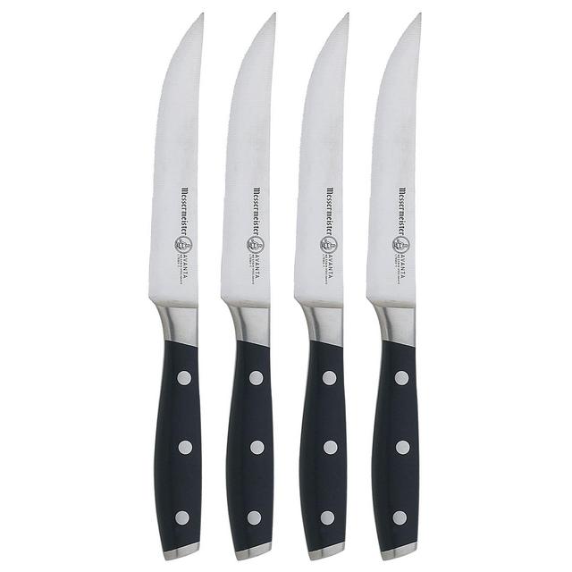 Messermeister Avanta 4-Piece 5" Multi-Edge Steak Knife Set, Black POM Handle
