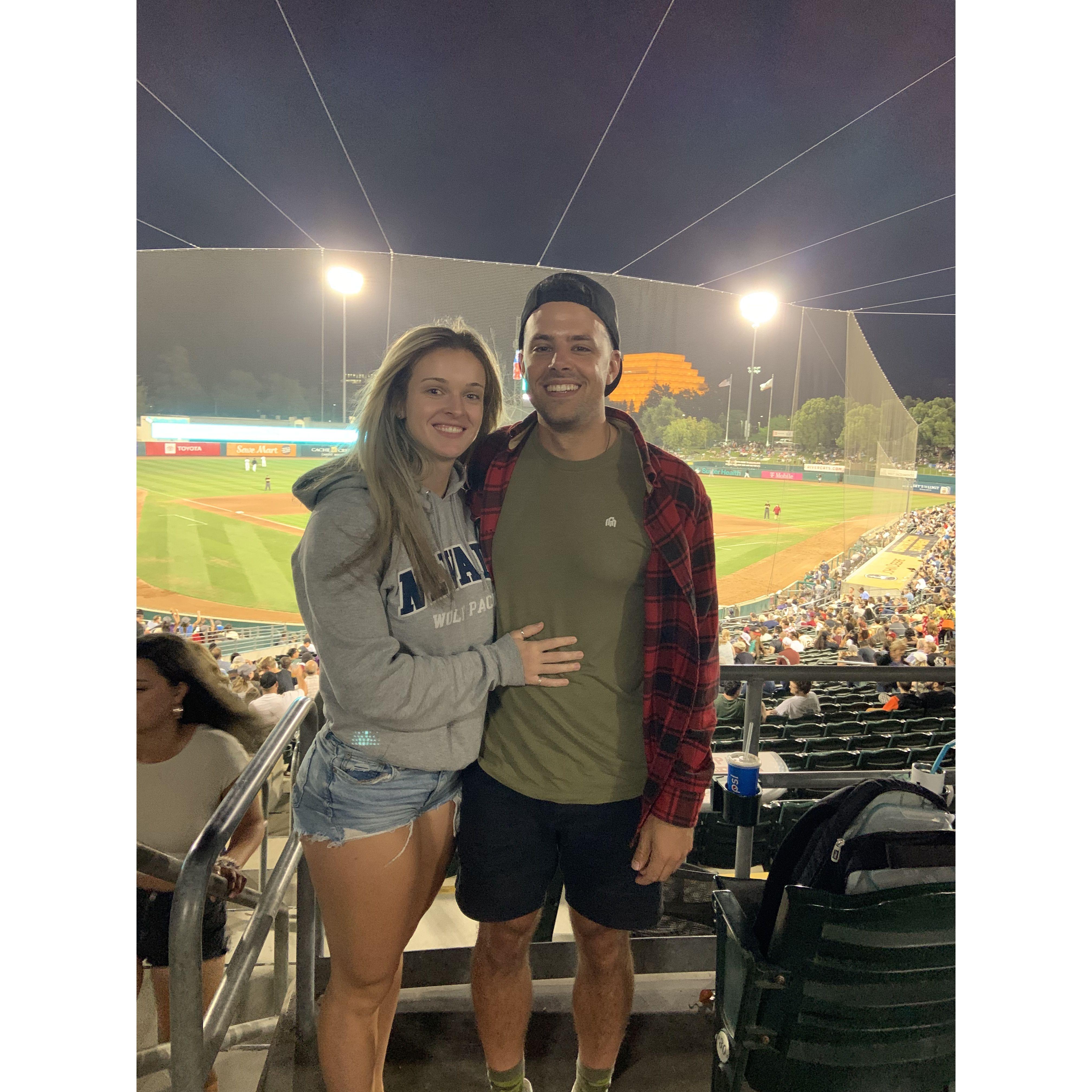 Rivercats game together. Sean did not catch a foul ball.