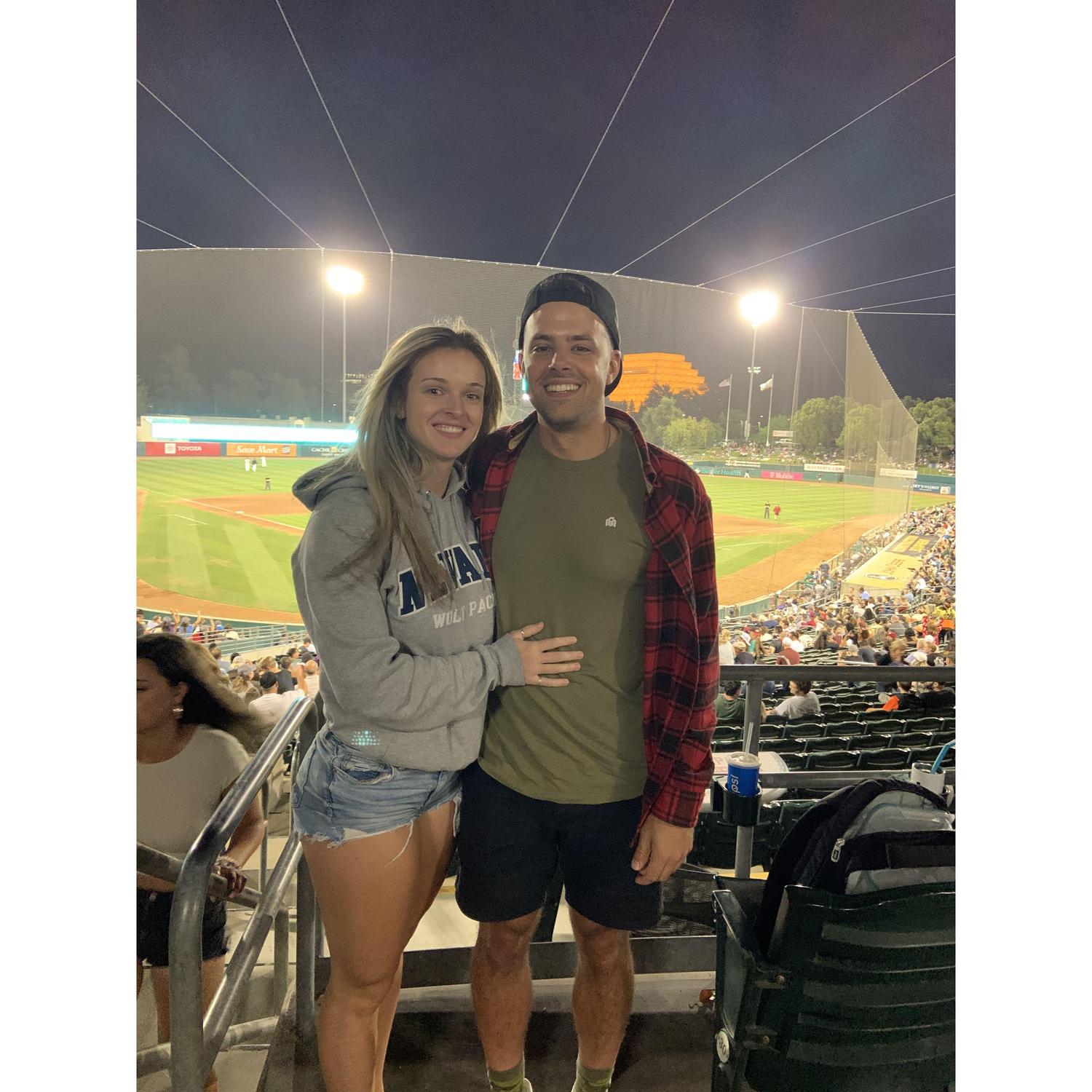 Rivercats game together. Sean did not catch a foul ball.