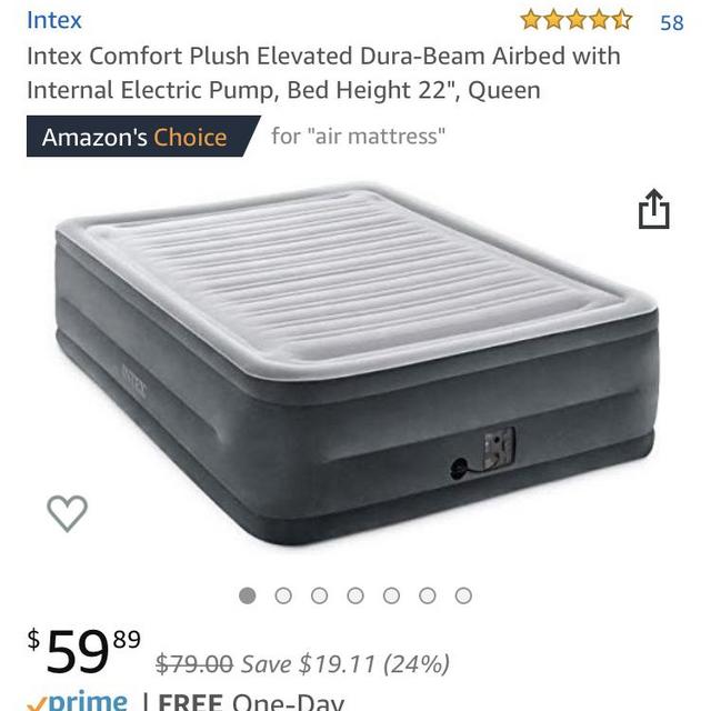 Amazon.com : Intex Comfort Plush Elevated Dura-Beam Airbed ...