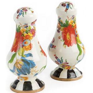 MacKenzie-Childs White Flower Market Enamel Large Salt & Pepper Shaker Set | Dillard's