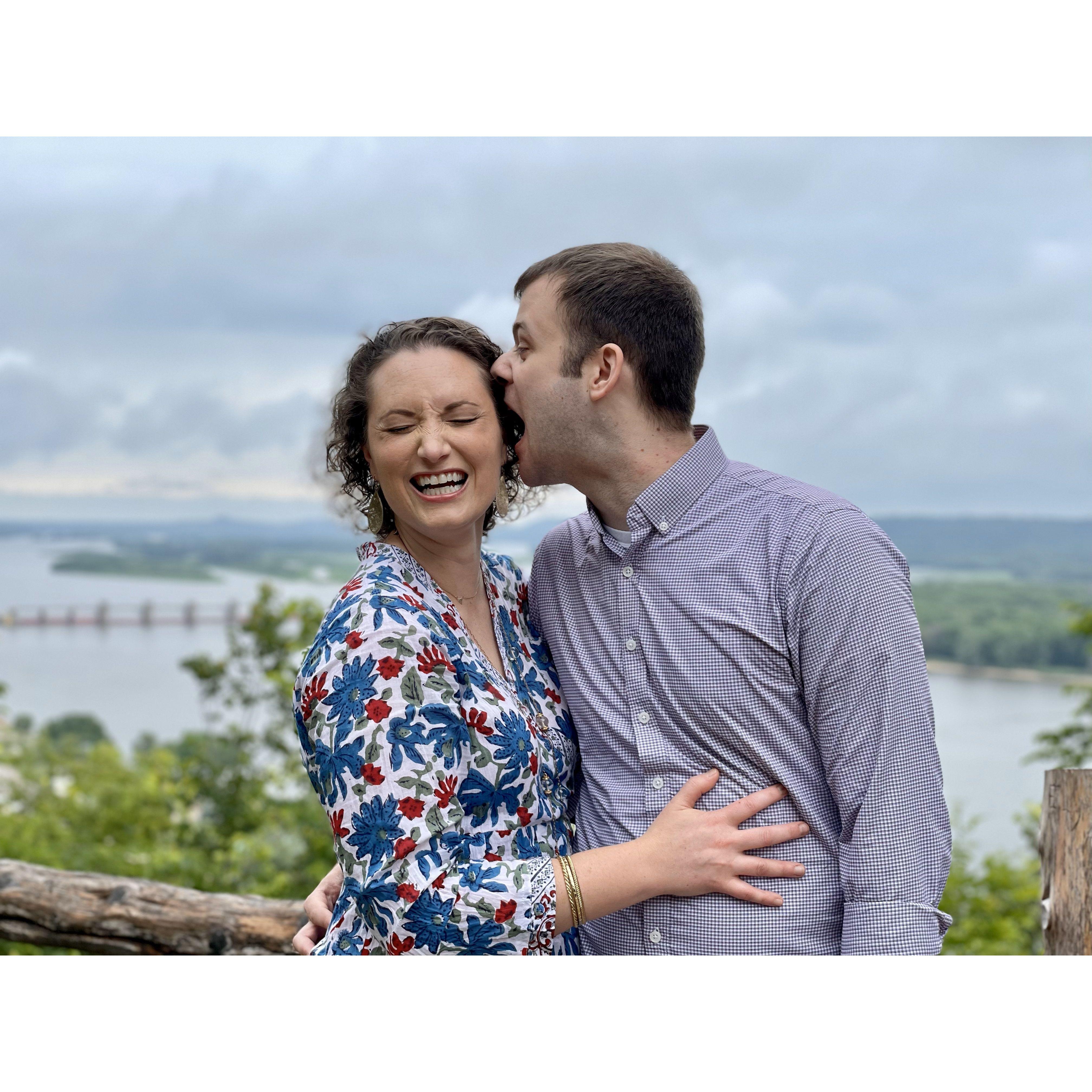 Mississippi River Overlook, visiting Alex's family, Bellevue, Iowa, summer 2021