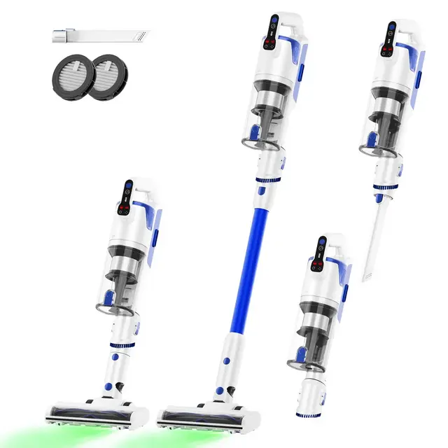 WHALL Cordless Stick Vacuum Cleaner, Powerful Brushless Motor, LED Display, 2500mAh Detachable Battery, for Home, Pet Hair, Hardwood & Carpets