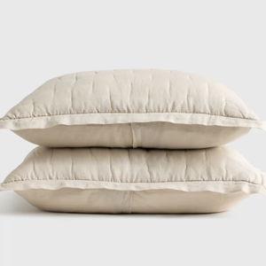 European Linen Dream Sham Set in Sand Standard Size